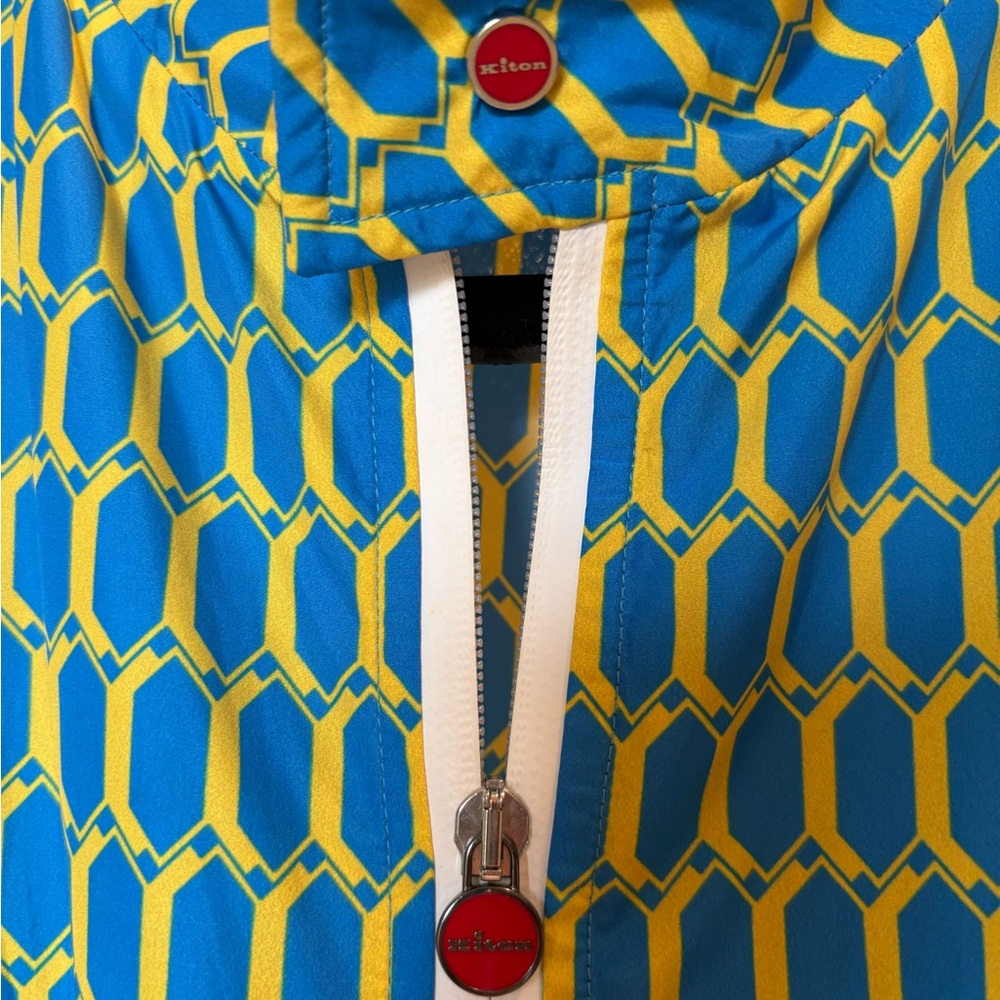 Kiton Blue and Yellow Patterned Jacket